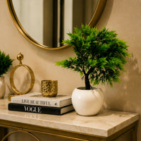 Artificial Bonsai Tree in White Ceramic Pot – Elegant Home & Office Décor