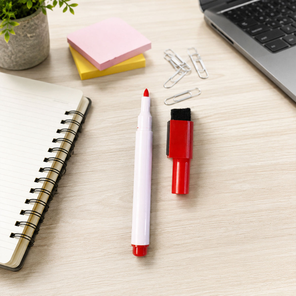 Portable 2-in-1 dry erase marker with eraser cap for school and work