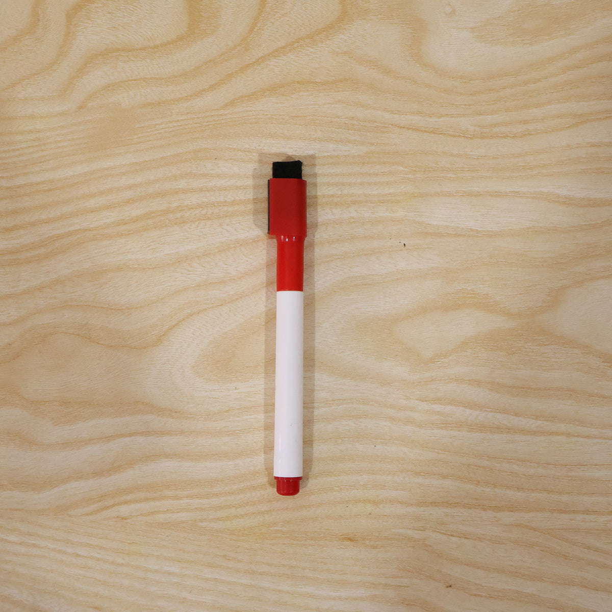 Red bullet tip whiteboard marker with built-in eraser for smooth writing