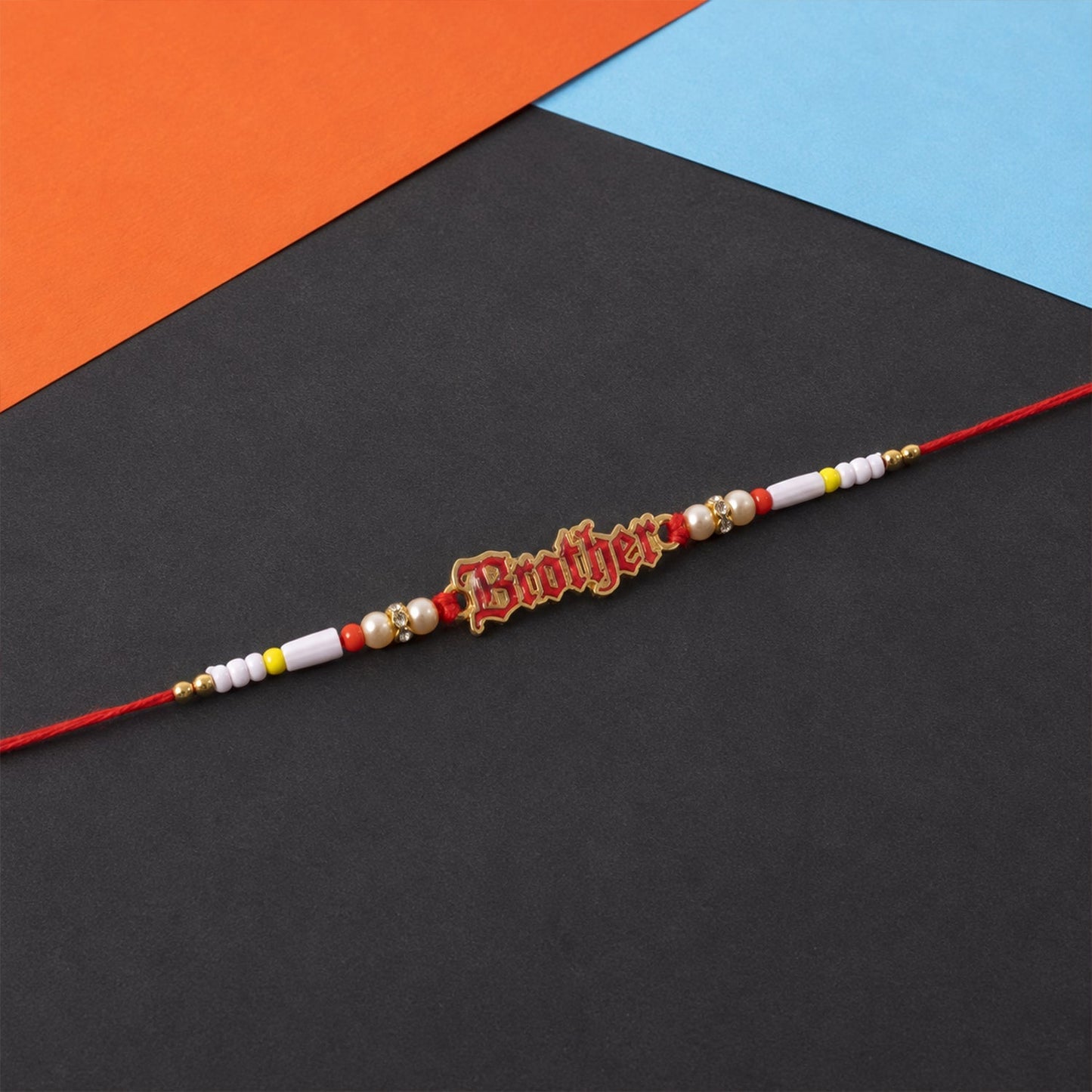 Text Charm Pearl Beads Rakhi Elegant Raksha Bandhan Gift (5pcs)