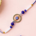 Studded Circle Nazar Evil Eye Crystal Beads Designer Rakhi
