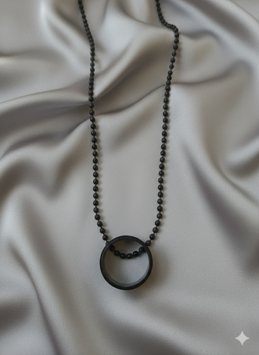 Elegant Small Black Round Shape Pendant Necklace for Men