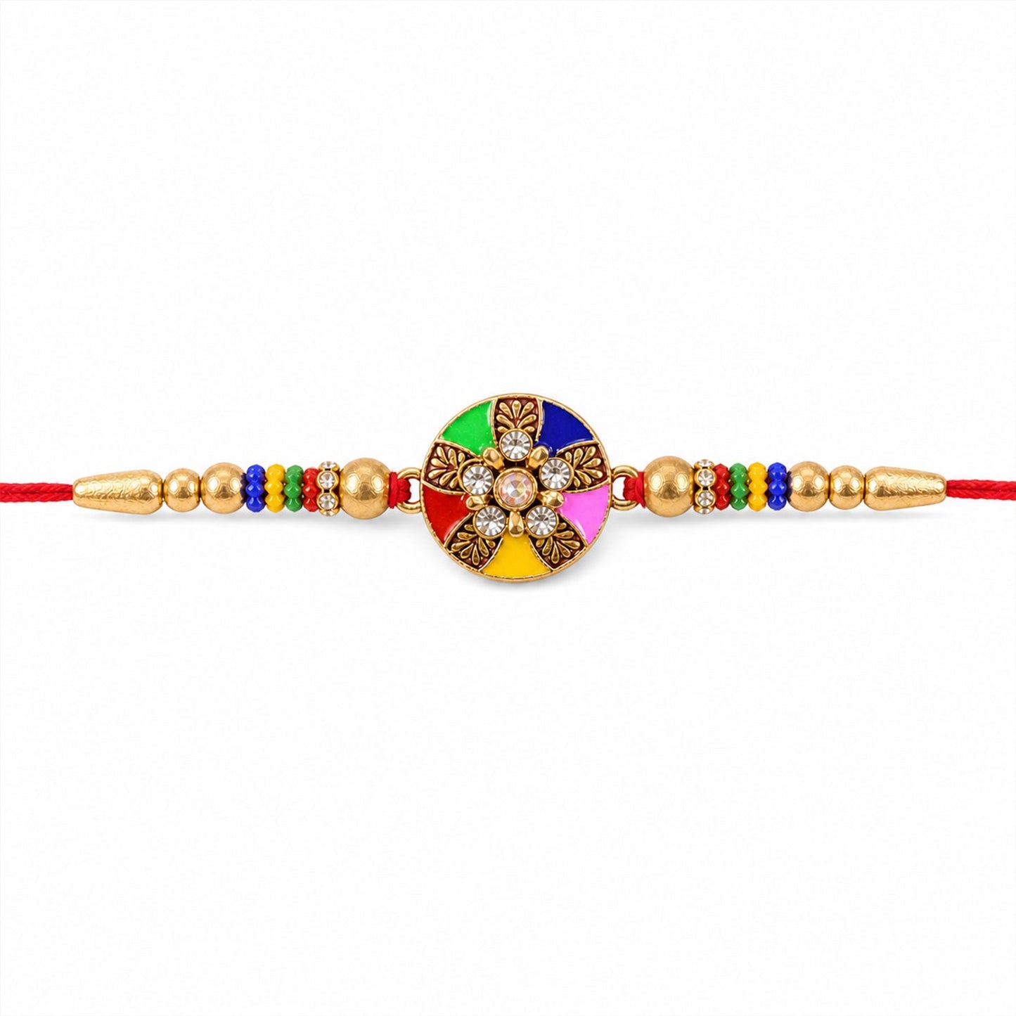 Multicolor Designer Rakhi Floral Embellished Beaded Thread (5pcs)