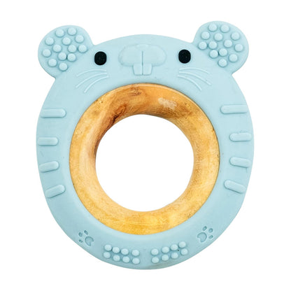 Truzo Toys Ring Rabbit Baby Teether | Soft Silicone & Wooden Teething Ring Infants