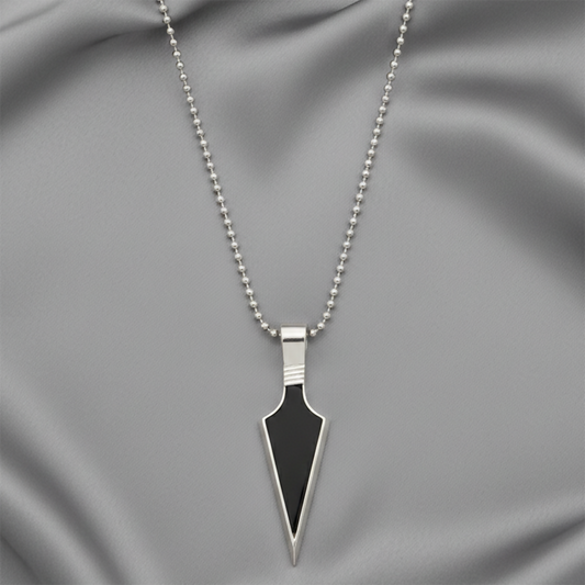 Modern Arrowhead Black & Silver Pendant Necklace for Men