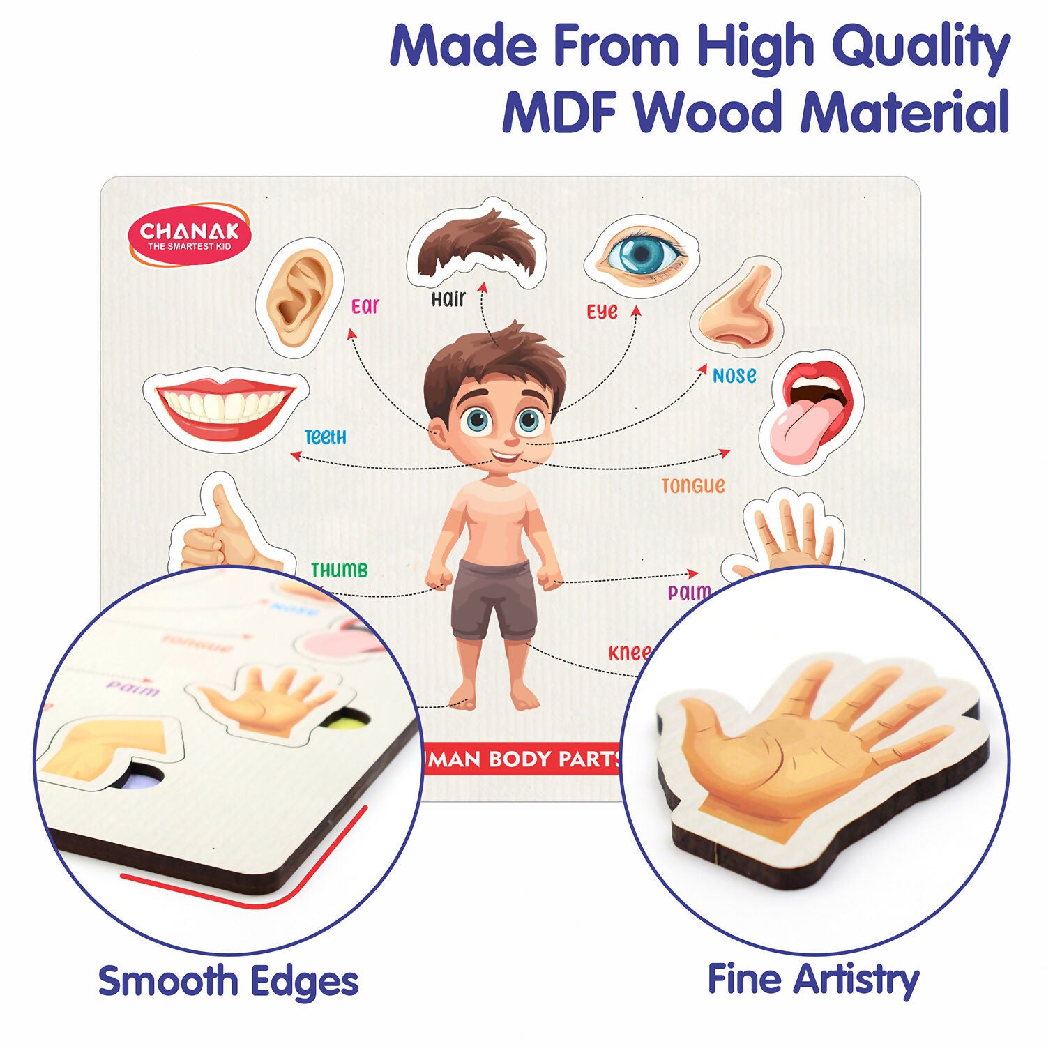Wooden Human Body Parts Puzzle – Fun Early-Learning Board for Kids
