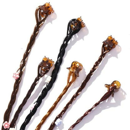 Clip-On Hair Braid Extensions for Girls | Natural Look Styling Accessories Pack of 6
