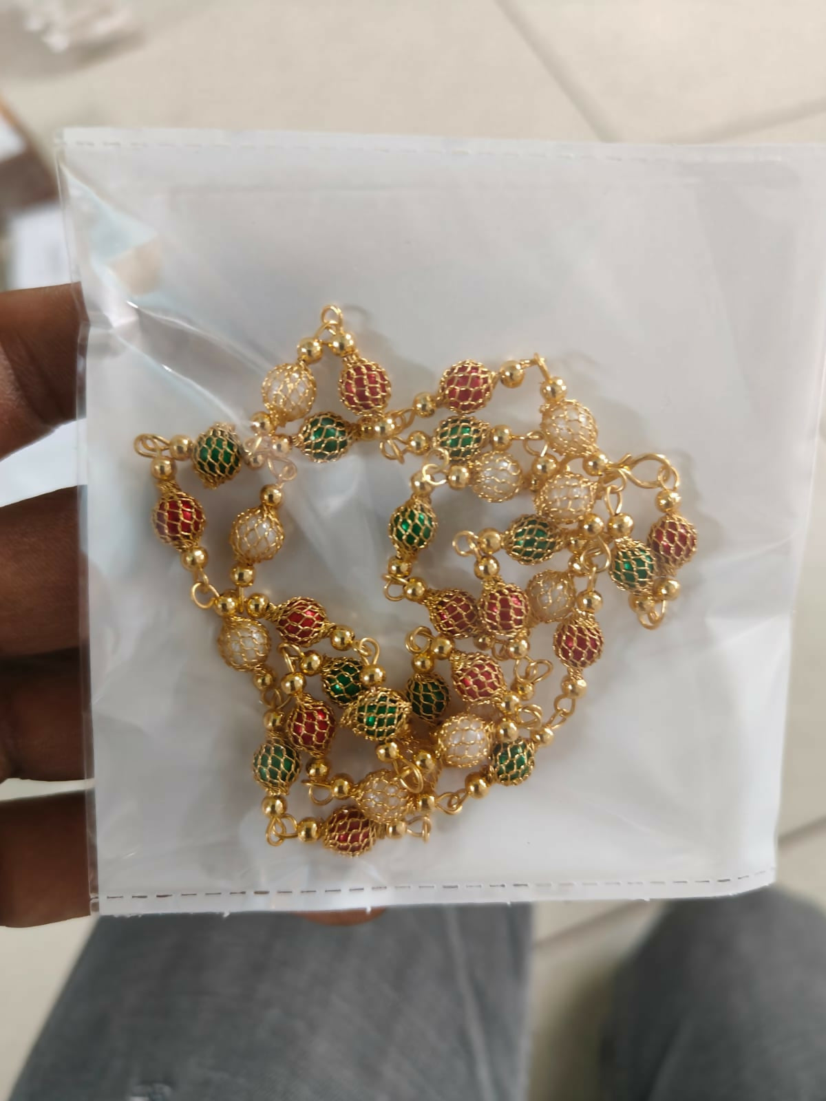 Gold-Toned Pave AD Tassel mala