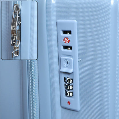 Grey Blue Hard Shell Cabin Trolley Suitcase with Telescopic Handle & 8 Wheels