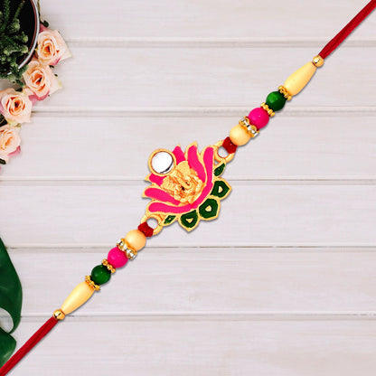 Ganesh Lotus Leaf Rakhi Designer Festive Gift for Raksha Bandhan (5pcs)
