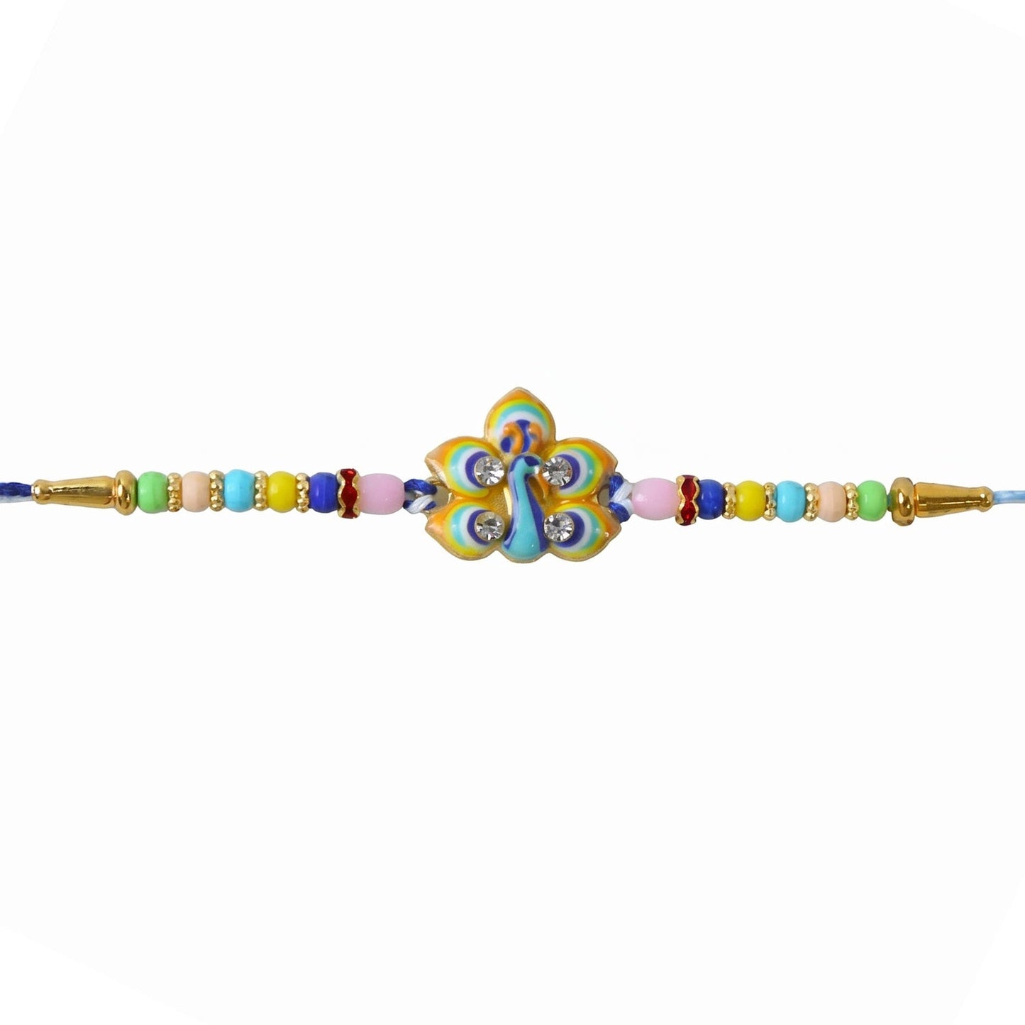 Rakshabandhan Peacock Feather Rakhi Elegant Traditional Design (5pcs)