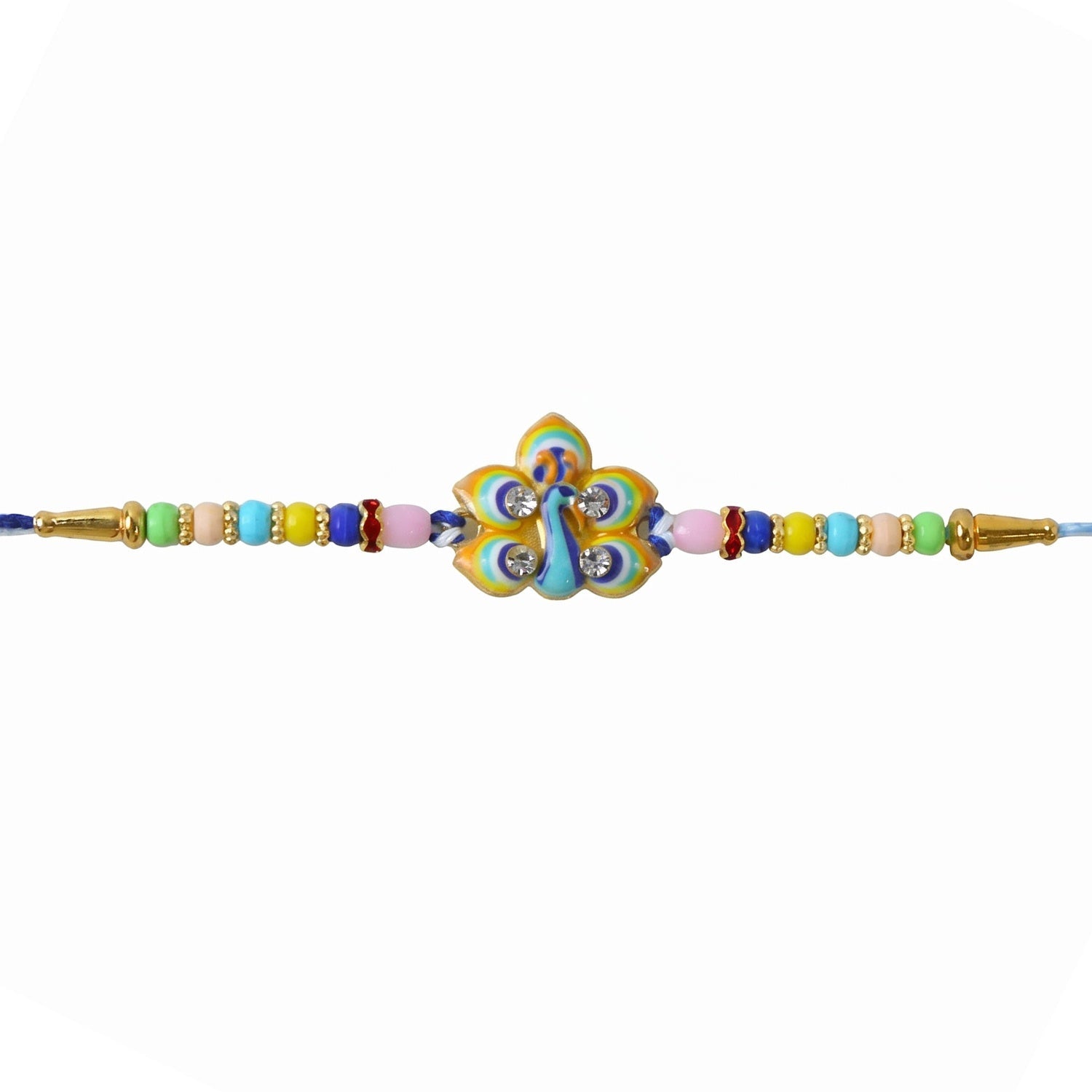 Rakshabandhan Peacock Feather Rakhi Elegant Traditional Design (5pcs)