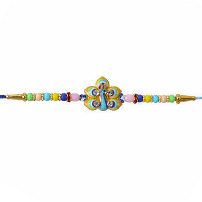 Rakshabandhan Peacock Feather Rakhi Elegant Traditional Design (5pcs)