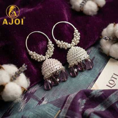 Elegant Silver with Emerald Drops