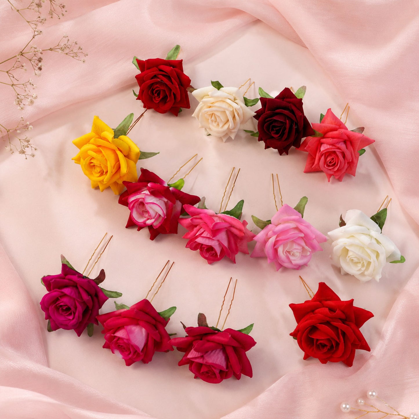 Colourful Flowing Flower Hair Pin (12 Pcs Set / Mix Color), Hair accessories