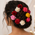 Flower Hair Pin Set – Colourful Floral Accessory (12 Pcs) | Calm & Curl