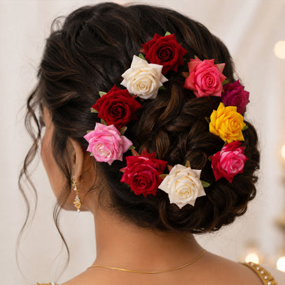 Colourful Flowing Flower Hair Pin (12 Pcs Set / Mix Color), Hair accessories