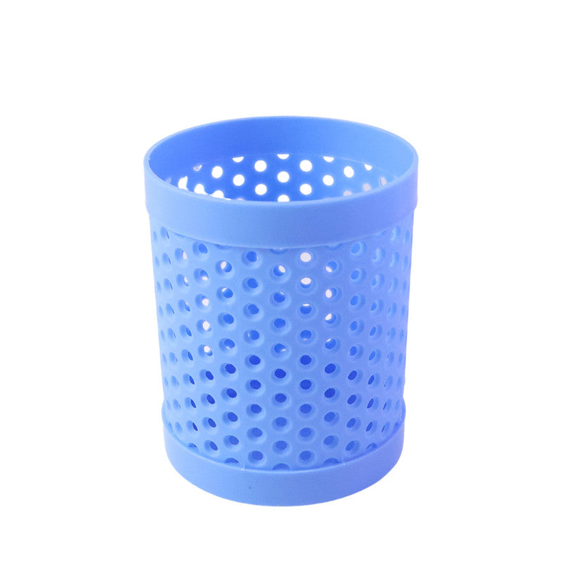 Round Perforated Desk Pen Stand for Office, Study & Home Organization