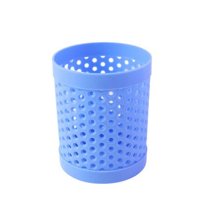 Round Perforated Desk Pen Stand for Office, Study & Home Organization