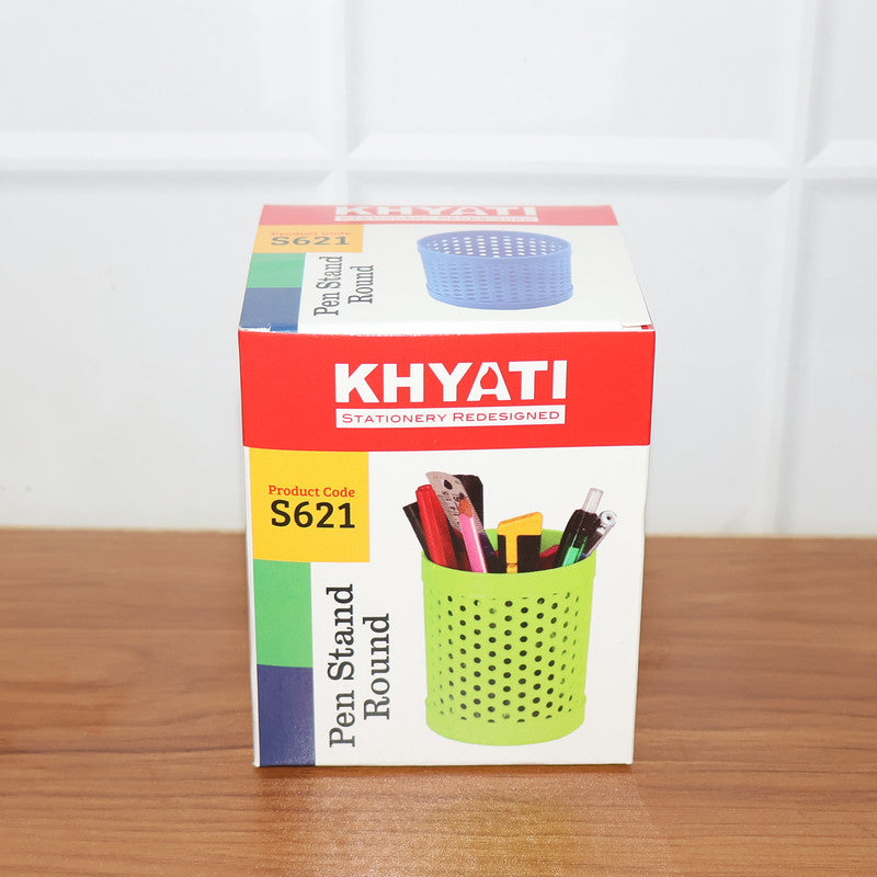 Round Perforated Desk Pen Stand for Office, Study & Home Organization