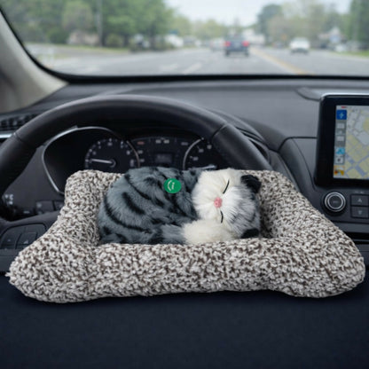 Sleeping Cat Plush Toy with Cushion for Car Dashboard, Home Decor Showpiece