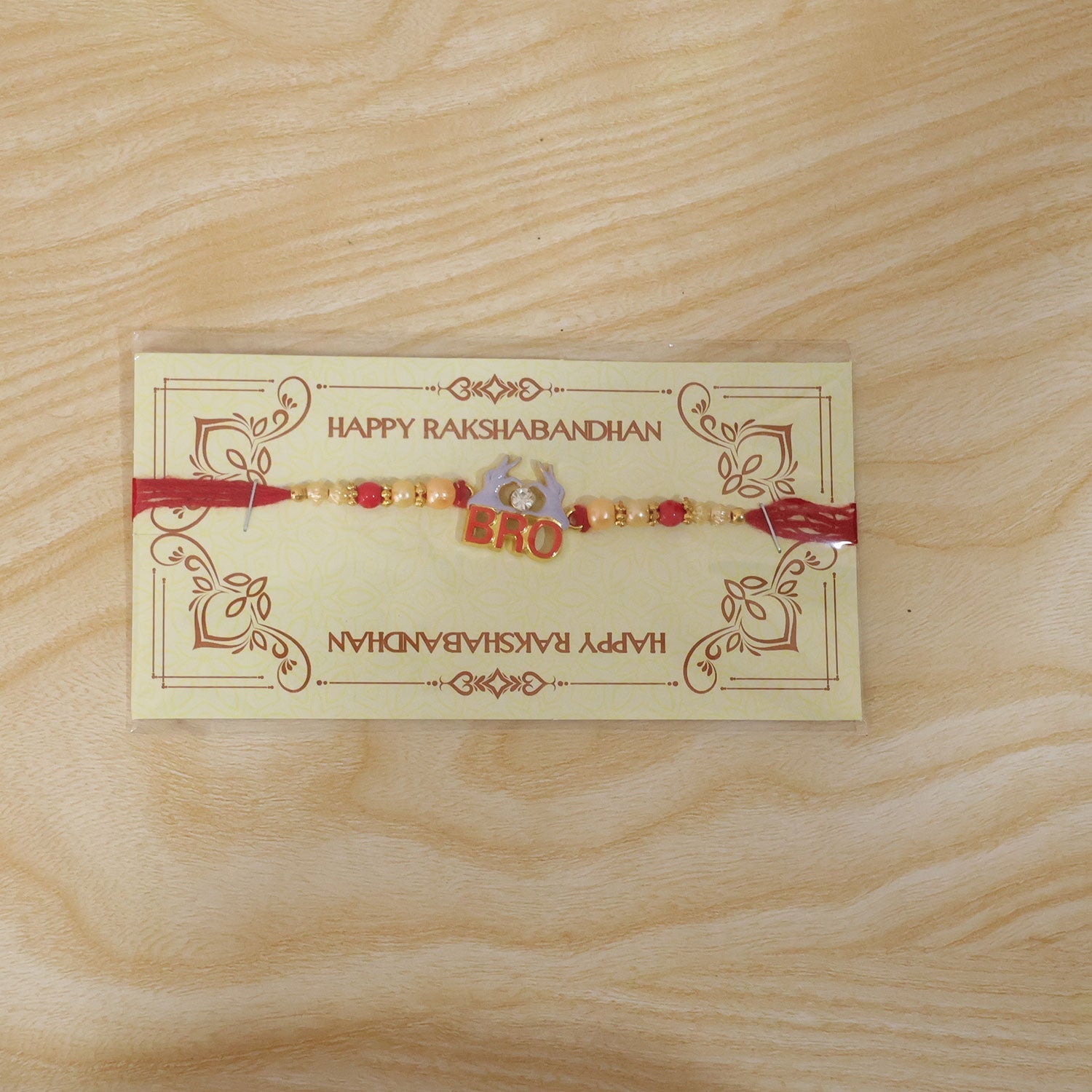 Bro Written Designer Stone-Studded Beaded Rakhi for Brother (10pcs)