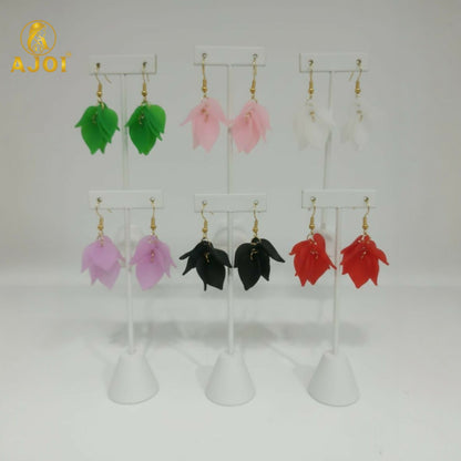 Luxury Multi-Petal Floral Drop Kati Earrings | Handcrafted Matte Finish Statement Earrings in Elegant Pastel & Bold Shades.