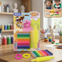 Nara 12 Color Modelling Clay Set with Roller & Cutters Creative Play Dough Kit for Kids (100 Gm)