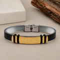 FRIEND Bracelet Rakhi with Black Band and Gold Name Plate for Raksha Bandhan Gift