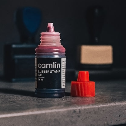 Camlin Rubber Stamp Ink Red – Quick-Dry Office Stamp Ink Bottle (25 ml)