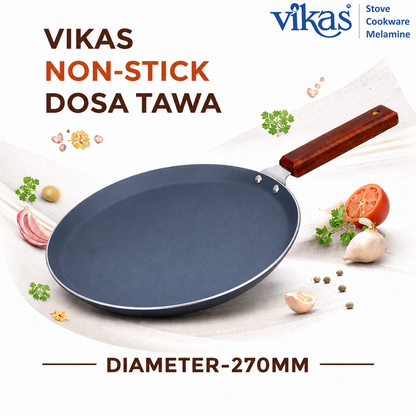 Vikas Ceramic Dosa Tawa Grey on stove showing cooking surface