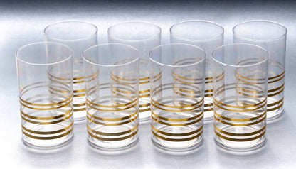 Gold Strip Design Plastic Glass (pack of 6)
