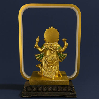 Premium Golden Ganesh Idol LED Night Lamp with Rectangular Frame | Decorative Lord Ganesha Statue with LED Light | Spiritual Home Decor Showpiece for Pooja Room, Office Desk, Living Room & Gift Purpose
