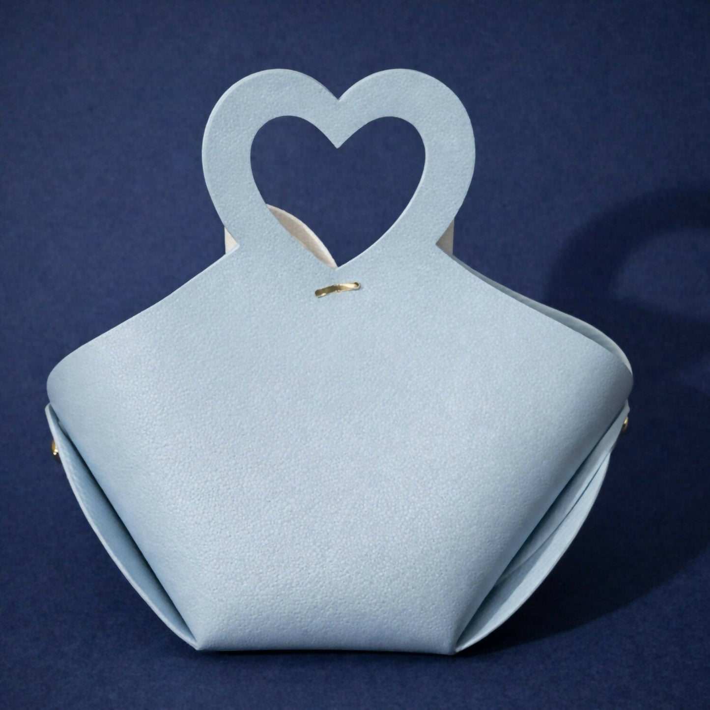 Blue Mini Handheld Bag for Women | Stylish Heart Handle Casual & Gift Purse