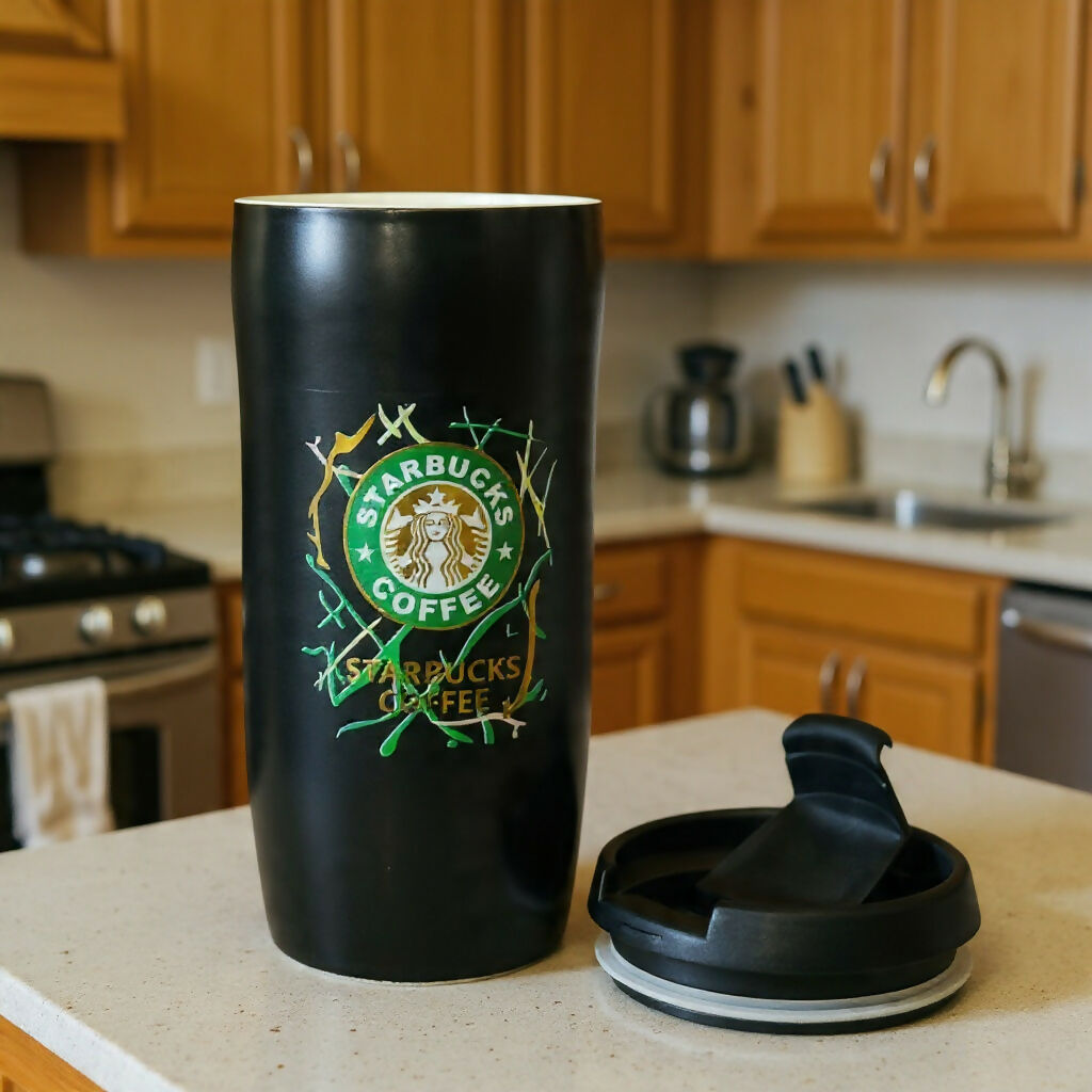 Insulated Travel Coffee Mug with Lid, Leakproof Tumbler Cup (Color may vary)