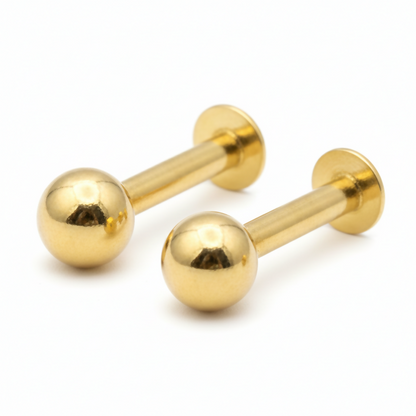 Gold pated Back Nosepin Laung Koka Nathni Internally Threaded Labret Combo Pack of 2