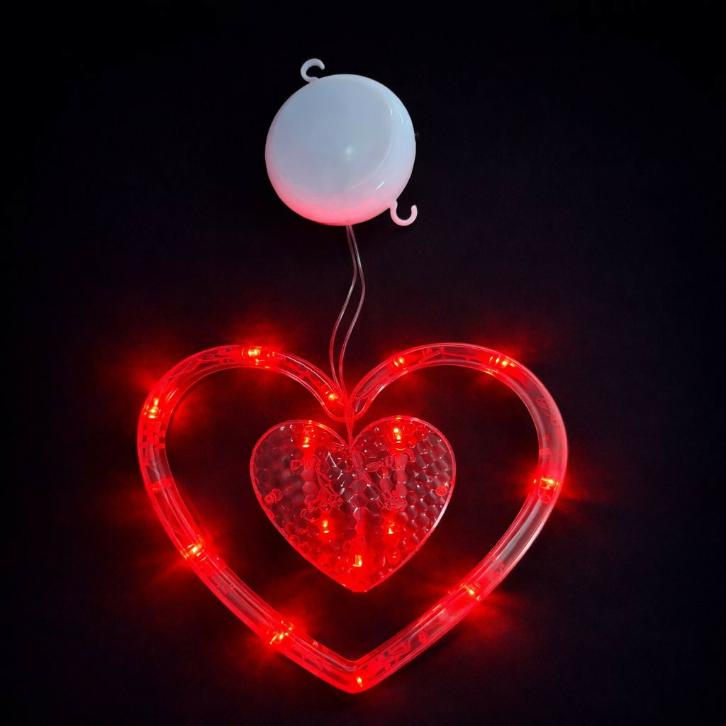 Heart Shape LED hanging light displayed indoors for room decor