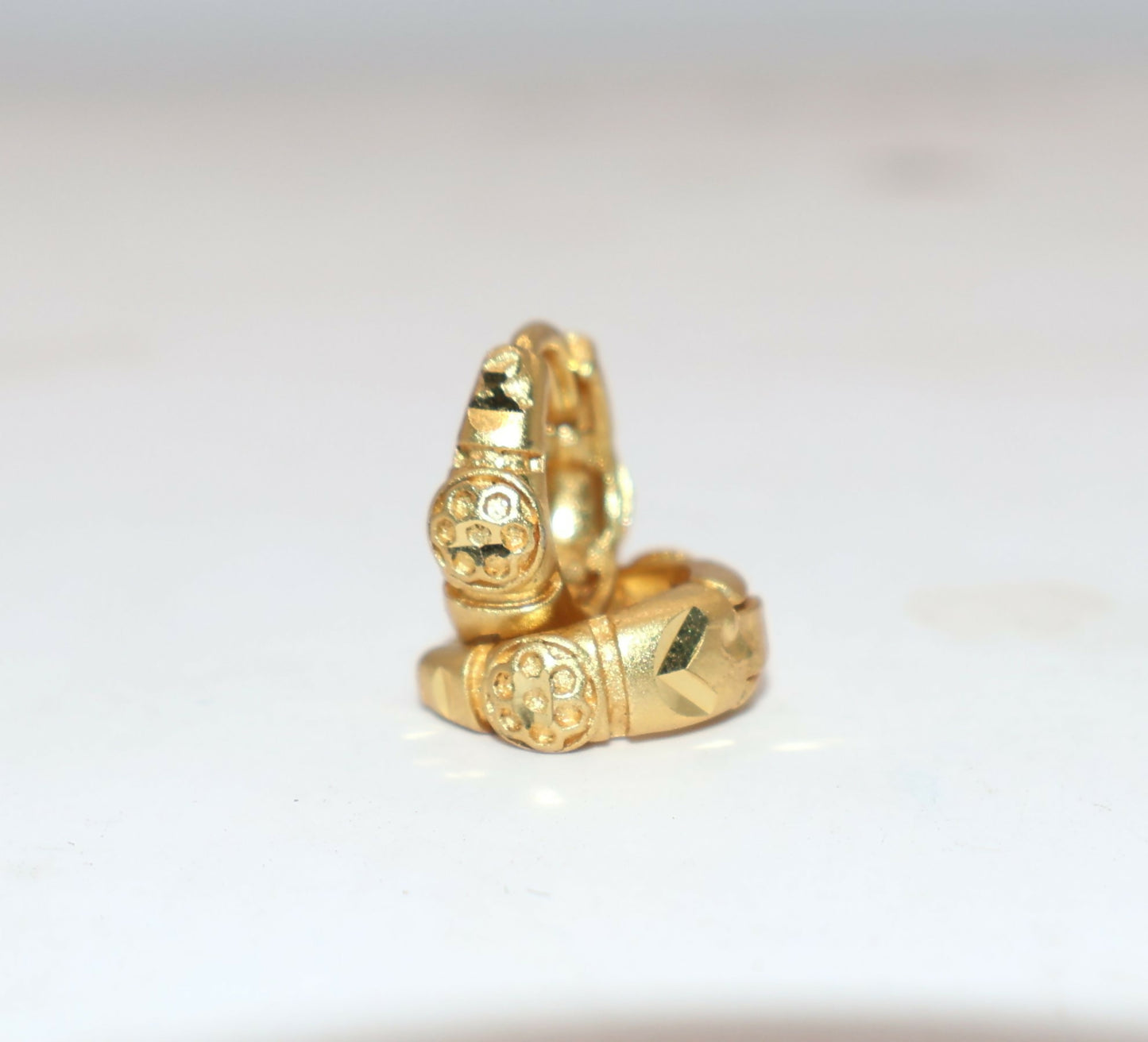 Gold Antique Floral AD Bali Hoop Earrings kan ki bali