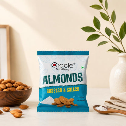 Oracle Roasted & Salted Almond Mini, Crunchy Single-Serve On-the-Go Badam Pack 18g