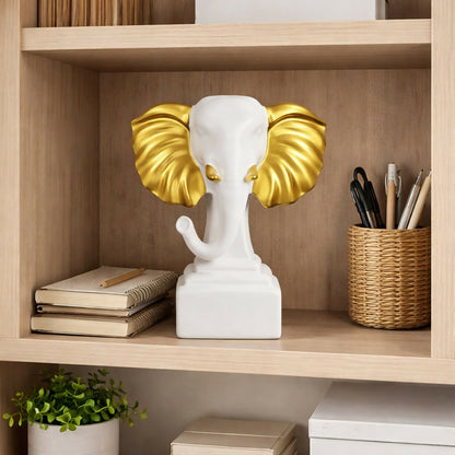 Elephant showpiece with detailed gold accents on ears and face