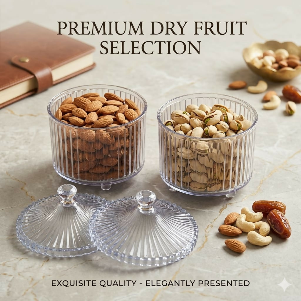 Diamond crystal cut dry fruit jars with airtight lids