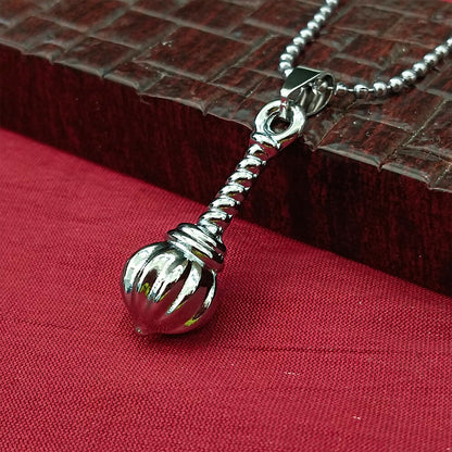 Hanuman Gada Silver Pendant with ball chain For Unisex