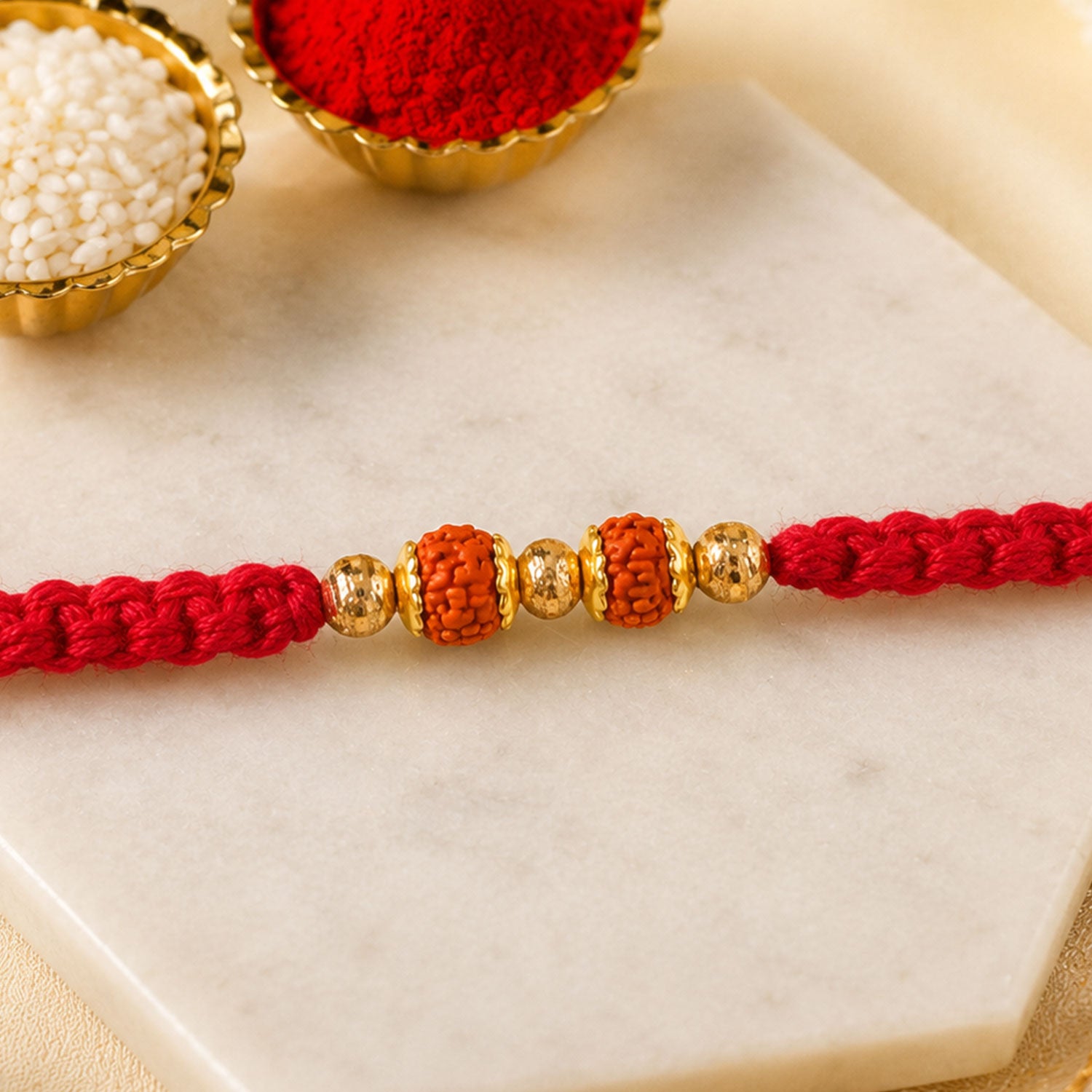Beautiful Designer Rakhi with Studded Centre, Festive Beads and Raksha Bandhan Appeal