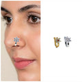 Non-Pierced Rhodium Plated Star Flower Nose Pin – Combo Pack of 2