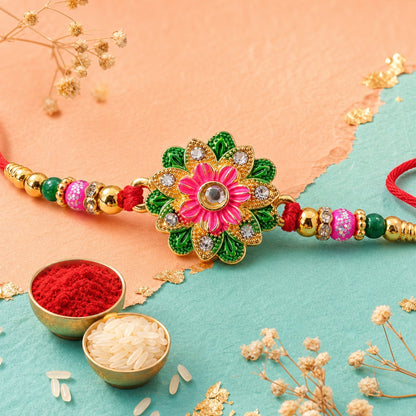 Floral Stone Work Designer Rakhi for Raksha Bandhan Special Wear (10pcs)