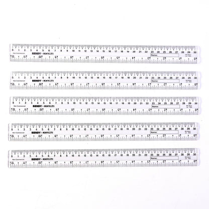 Flexible Transparent 30cm Bendy Ruler with Dual Scale Marking & Name Strip – Unbreakable Plastic (Pack of 5 Pieces)