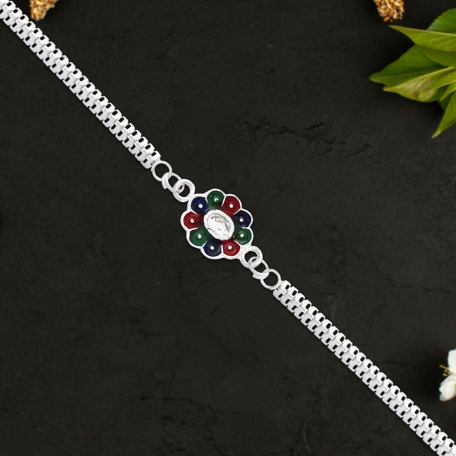 Close-up of Colorful Petal Rakhi Detailing