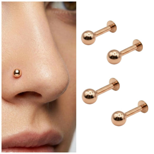 Rose Gold pated nosepin Stud for Nose & Ear Laung Koka Nathni combo pack of 4