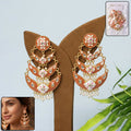 Peach Gold Meenakari Drop Earrings – Elegant Festival Jewelry