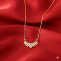 Gold Plated V-Shape Leaf Pendant Necklace – Elegant CZ Design